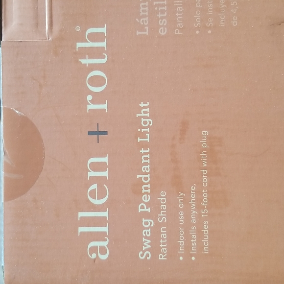 COPY - NWOB Allen & Roth Swag Pendant Light Rattan Shade Boho - Picture 5 of 10